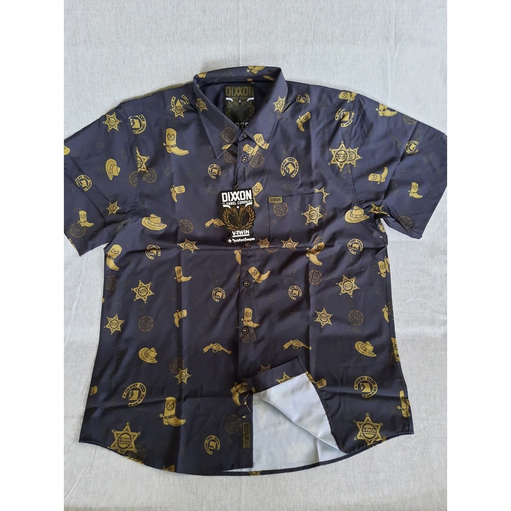 Dixxon Men XL All-Over Printed 1876 V- Twin Visionary Stretch SL Button Shirt